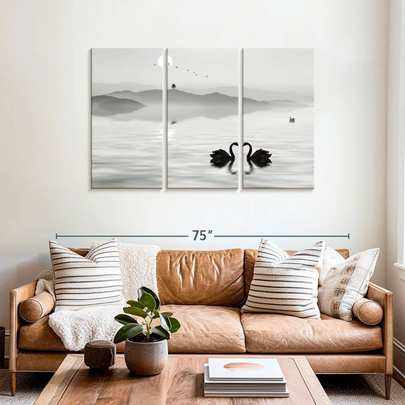 Kerrick Monochrome Swan Pair, 36" H x 57" W