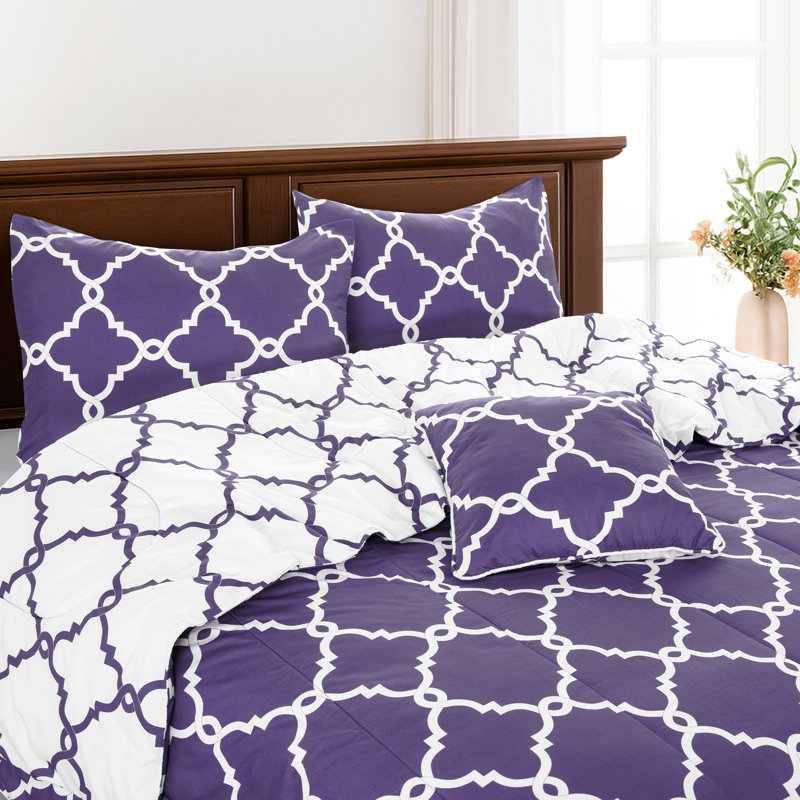 5 Piece Comforter set Reversible Down Alternative Comforter Duvet Insert, Queen Comforter + 2 Shams + 2 Throw Pillows