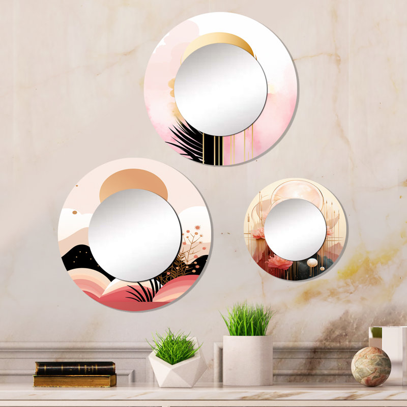 Miroir mural rond doré Golden Moon