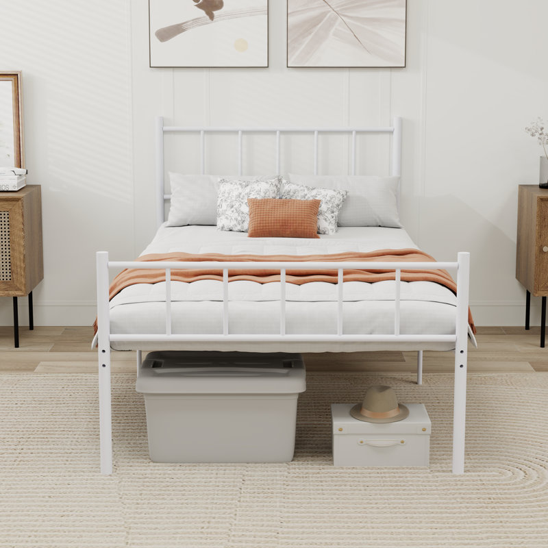 Metal Bed, Twin, White
