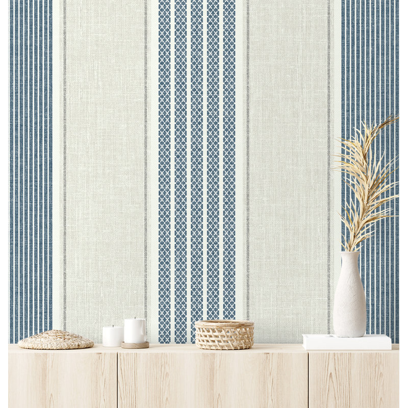 Papier peint à rayures Cerita, Denim