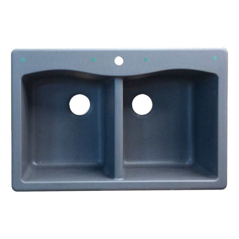 Évier de cuisine encastré double en granite Aversa L 33 po x l 22 po Aversa, Gris