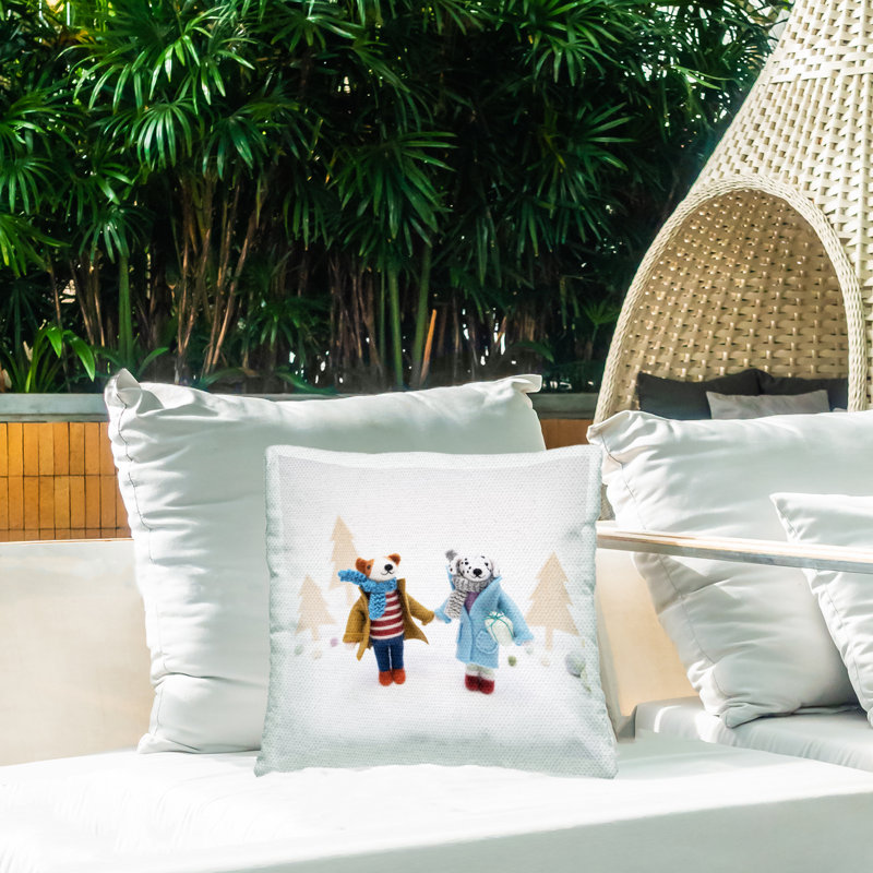 Coussin d'extérieur imprimé "Dogs tenant par la main" par Lemon & Sugar