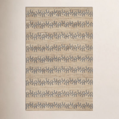 Adoria Blue Hand-Woven Striped Jute Rug