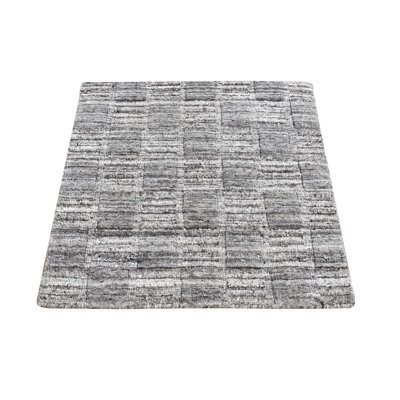 2'x2' Gray Hand Loomed Modern Checkers Design Wool Fragment Square Rug FF29D2D0EDE24B139461A6814BEB4B91
