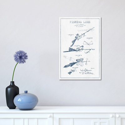 C.H. Scharrer Fishing Tackle Patent Sketch (Ink) by Aged Pixel - Wrapped Canvas Gallery-Wrapped Canvas Giclée