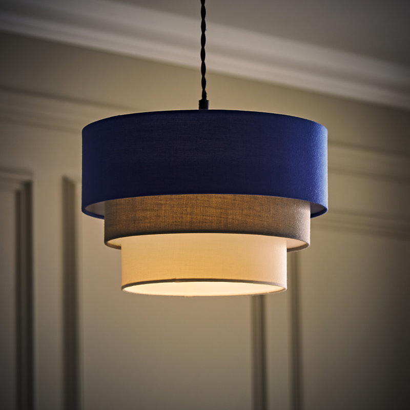 Aztec Drum Pendant Shade, 20" H x 30" W x 30" D, Blue