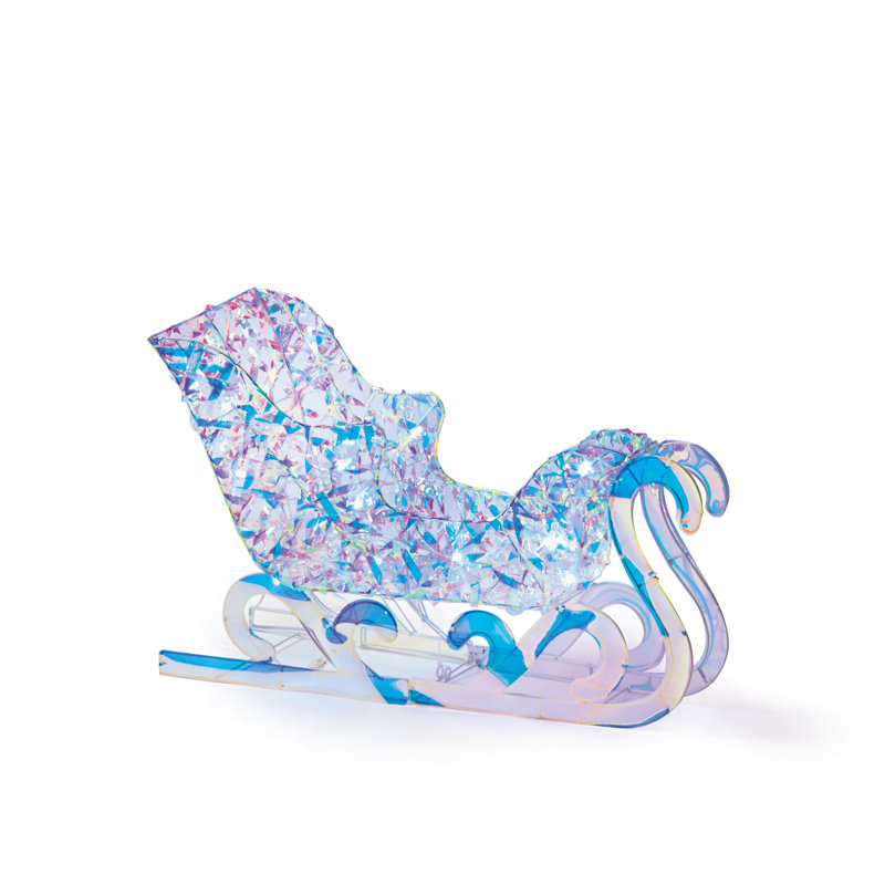 Lit Iridescent Twist Reindeer and Sleigh