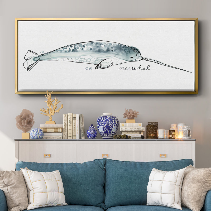 Baleine III - toile encadrée, H 24 po x l 60 po