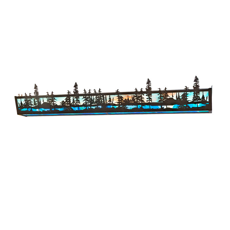 Rustic Lodge 4 - Light Bath Bar, 7" H x 36" W x 7" D, Blue/Green/Purple, Timeless Bronze