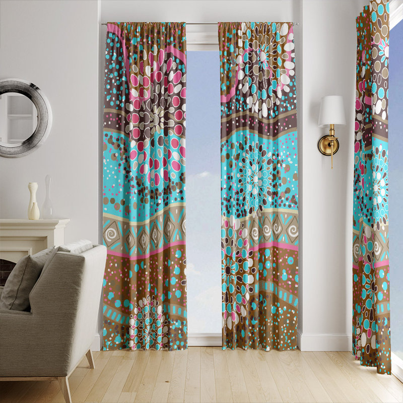 Panneau de rideau simple semi-transparent géométrique, L 40 po x L 61 po