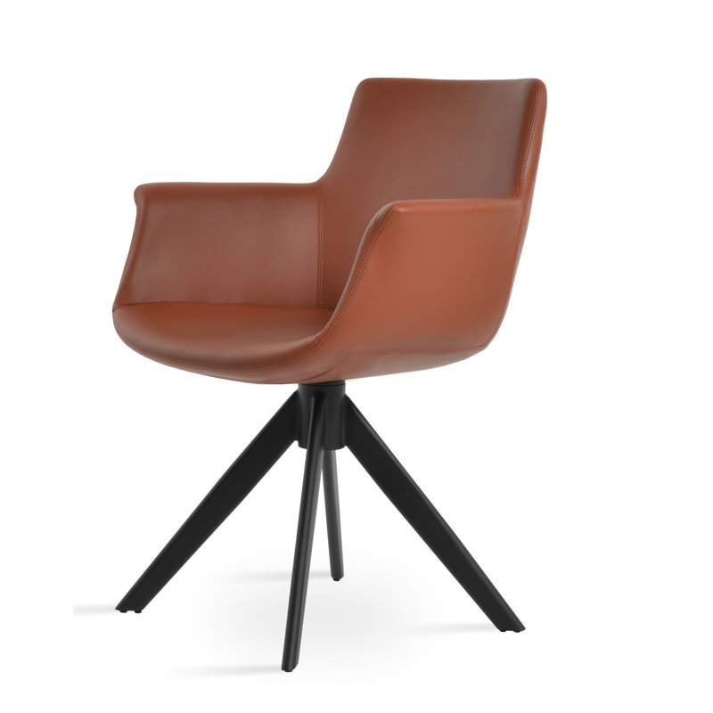 Chaise avec accoudoirs à dossier rembourré Bottega, Cannelle, Noir