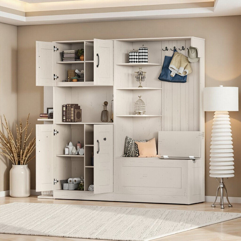 Armoire de vestibule noire élégante et multifonctionnelle - rangement polyvalent et arbre d'entrée 2-en-1 pour tout espace