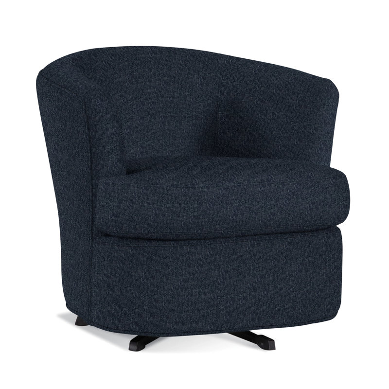 Upholstered Swivel Barrel Chair, Navy Crypton Performance; 0822-61