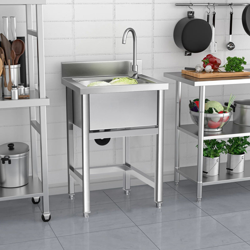 Belfry Kitchen Aldridge 600mm W Single Bowl Stainless Steel Farmhouse / Apron Kitchen Sink