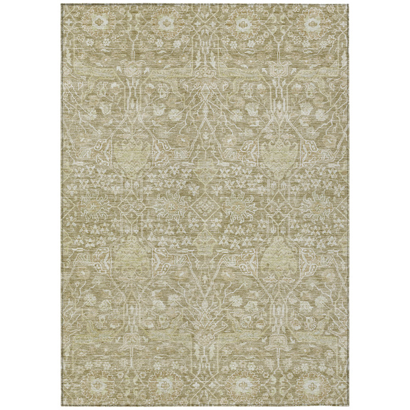 Mila Taupe Washable Indoor-Outdoor Rug - , 10' x 14'