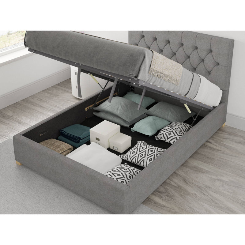 Swanley Upholstered Ottoman Storage Bed, Small Double (4'), Grey