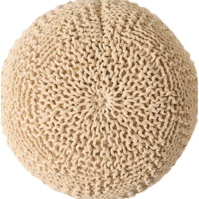 Modern Scandinavian House Pouf - Cotton Knit Weave, 19.7"w X 19.7"d 14.29"h No Assembly Weave For Ranch 19.7"x19.7"x14.29",