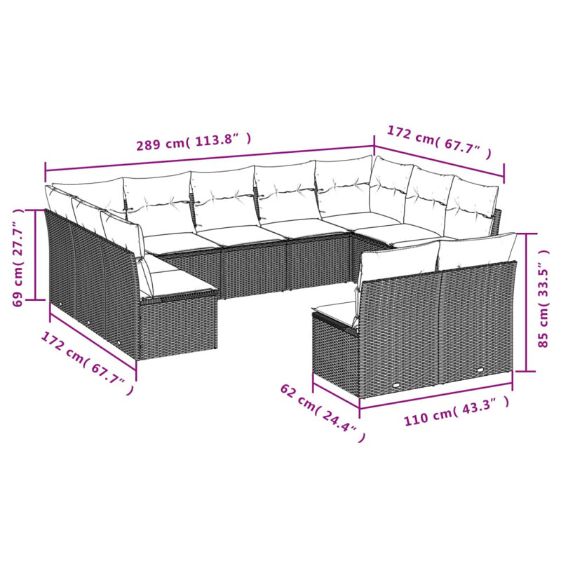 Ensemble de canapé de jardin Vidaxl