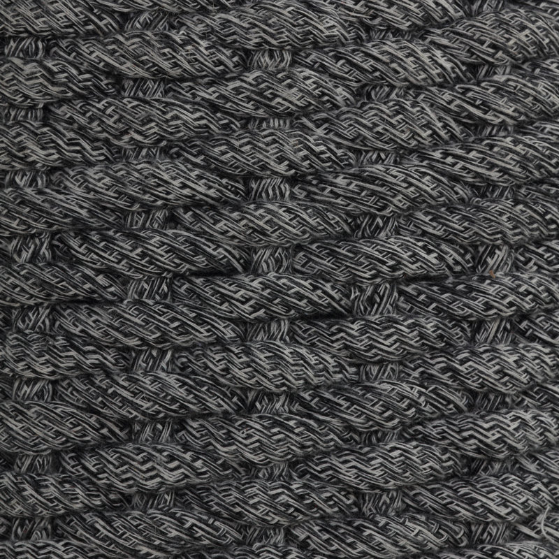 Dinwiddie Round Rope Pouf Ottoman, Grey Fabric