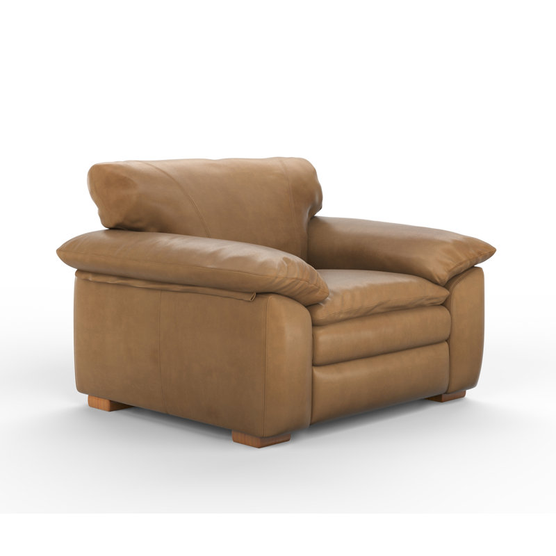 Boulder 52" Deeper and Wider 100% Full Top Grain Leather Chair and a Half, Montana Wood Genuine Leather