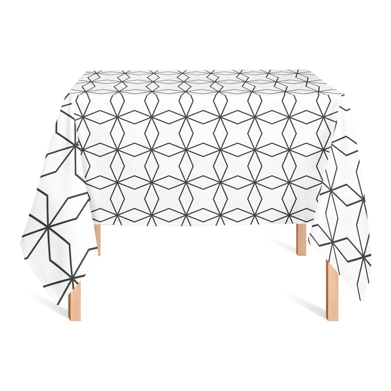 Edzard Geometric Square Tablecloth, Black