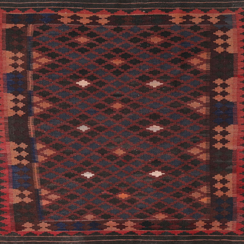 Tapis de zone orange/noir contemporaine Bernards, Carré 6 pi
