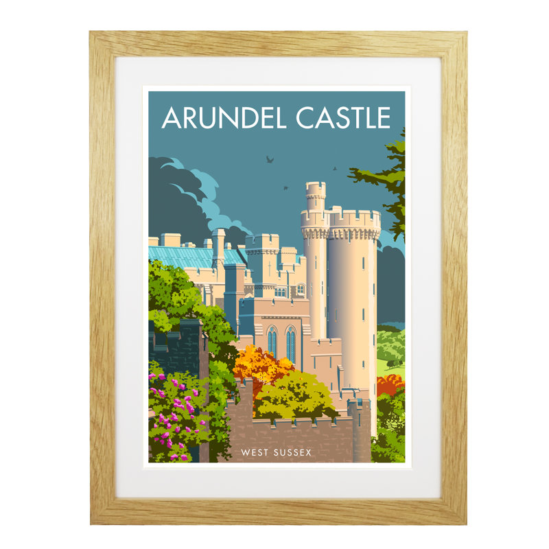 Arundel Castle by Stephen Millership - Print, Oak, 43.5cm H x 33.5cm W x 2.2cm D