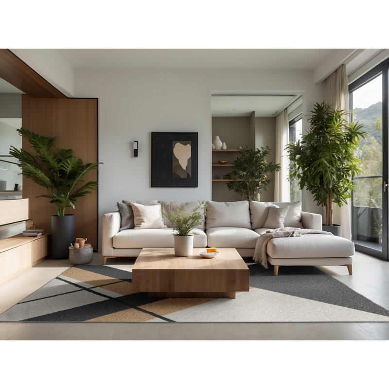 Tapis gris moelleux moelleux et minimaliste noueux, 8 x 12