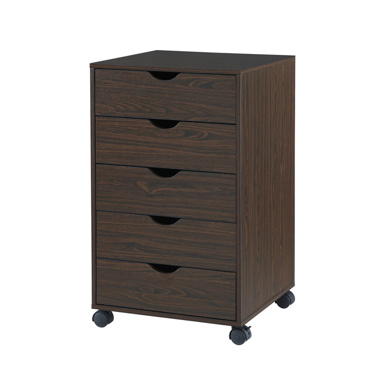 Bucherie Elegant 5-Drawer Decorative Filing Cabinet on Wheels – Durable Lateral Wood File Cabinet for Streamlined Office Storage and Enhanced Organization