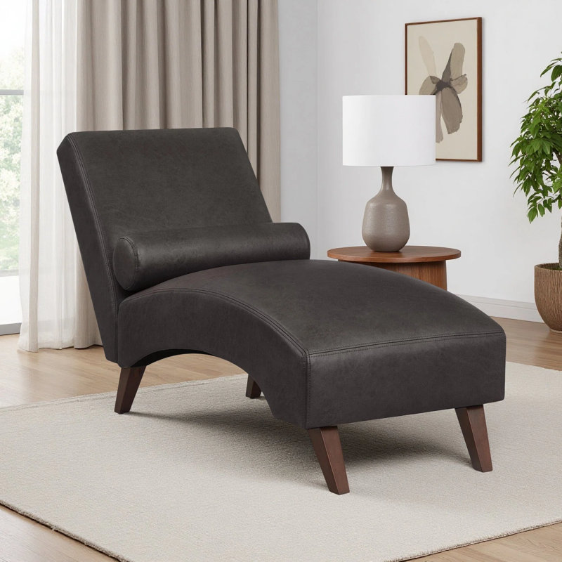 Chaise longue rembourrée 60 po avec traversin, Dark Gray