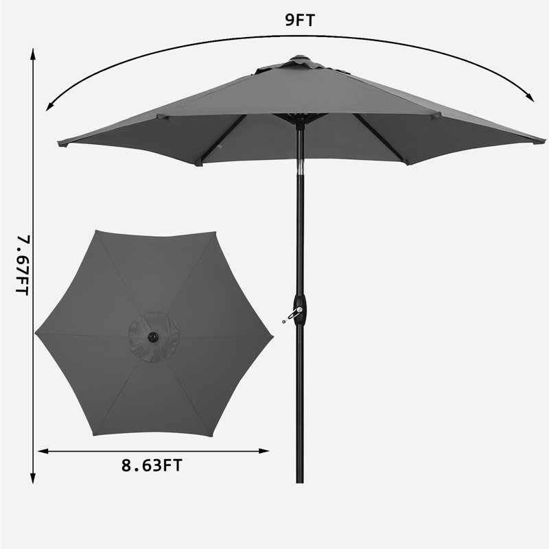 Parasol de marché 108 po, Gris