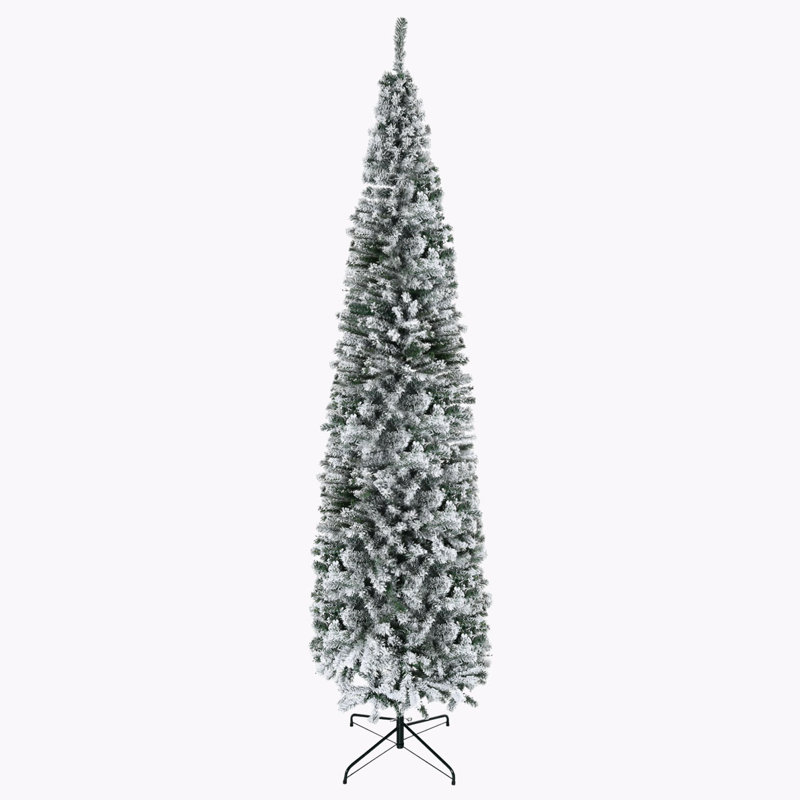 9 FT Tall Unlit Snow-Flocked Slim Artificial Christmas Tree