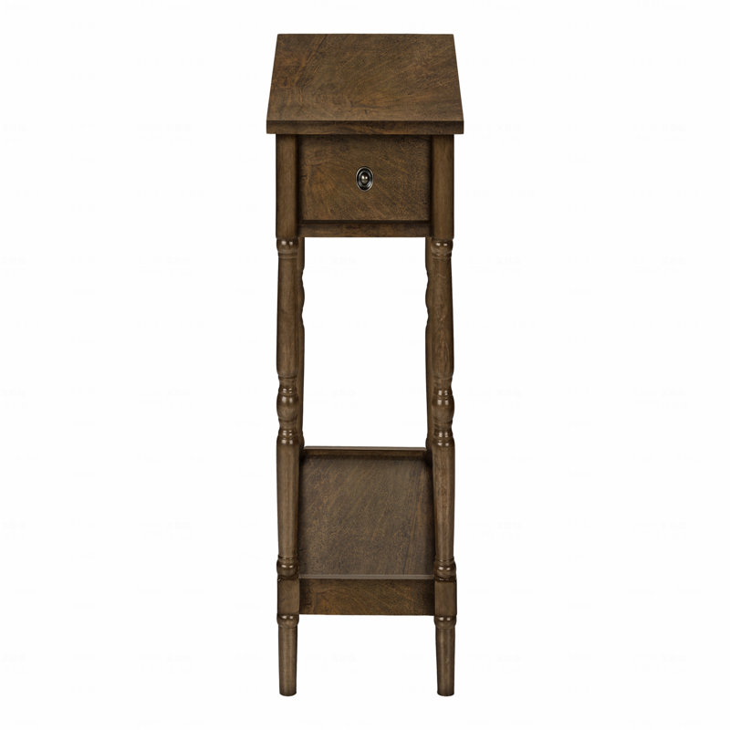 Table d'appoint, 2 niveaux, table de bout, table d'appoint, table de chevet, table étroite, lampe, tiroir de rangement, placage, traditionnel