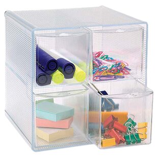 Storage Organizer, 4 Compartment, 6"x7-1/4"x6", Clear