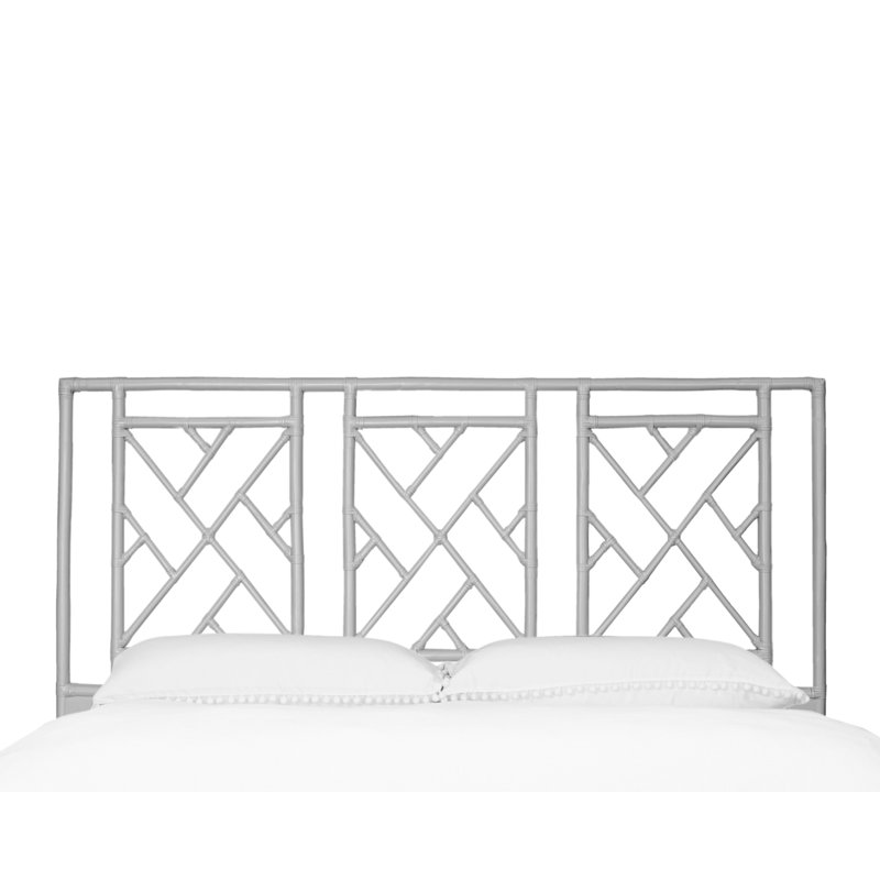 Cowden Geometric Rattan Headboard, Light Gray, King