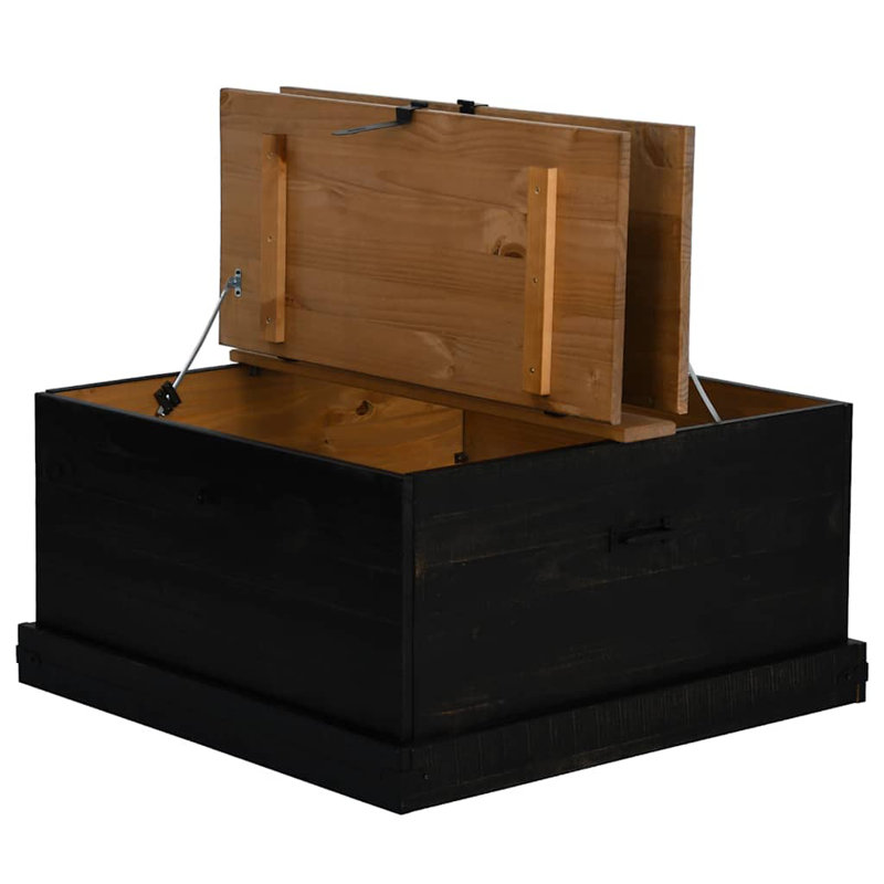 Solid Wood 91 cm W Chest of Drawers, Natural/Black