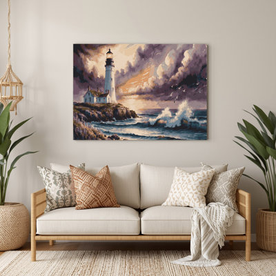 Art mural en métal rose, collection Coastal Lighthouse