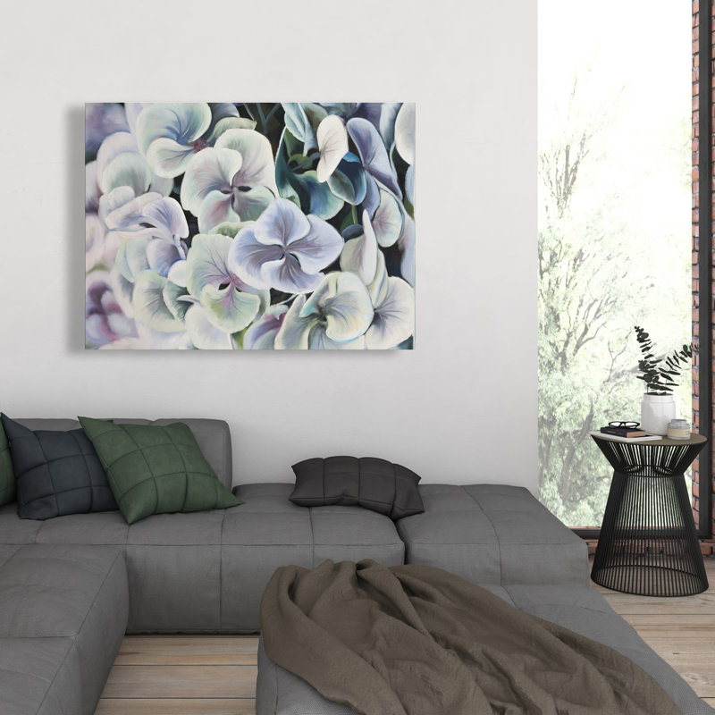Colorful Hydrangea Flowers Canvas | Purple Botanical Decor