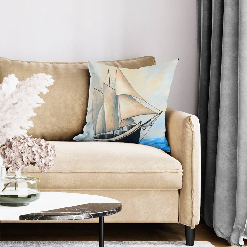 Ship Gently Sailing Throw | Waves Bedroom Decor - Poly Twill