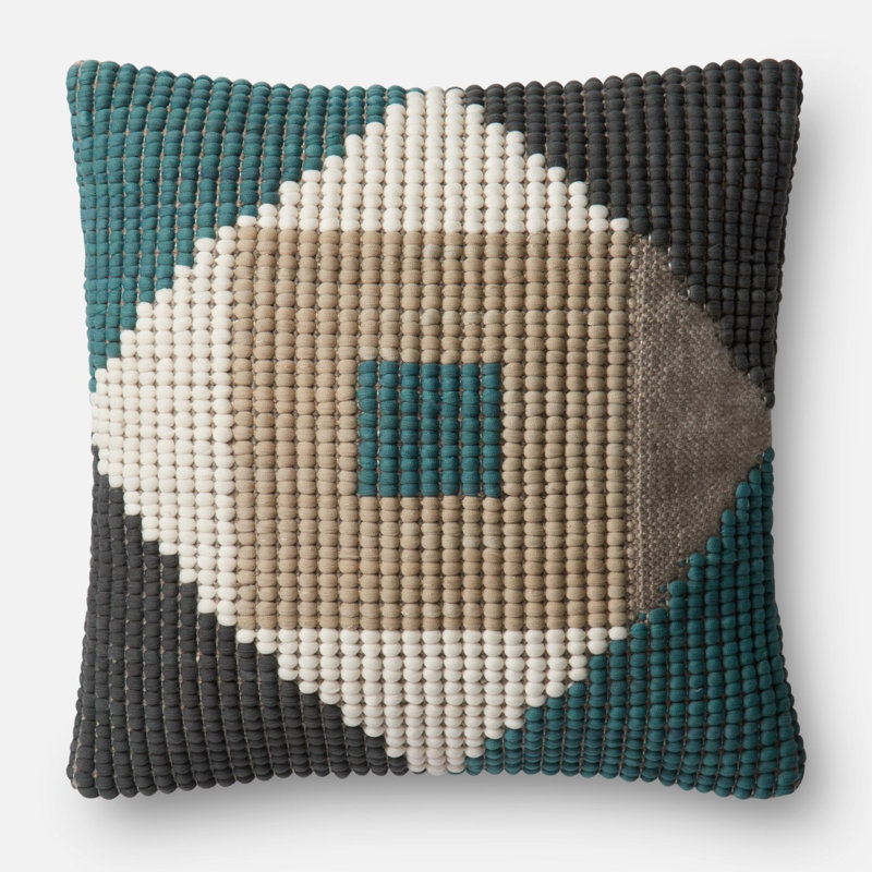 Teal and Multicolor Geometric 18" Square Pillow Cover