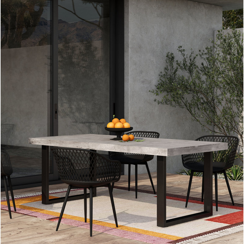 Jedrik Outdoor Dining Table, 30" H x 79" L x 39.5" W, Gray/Black 