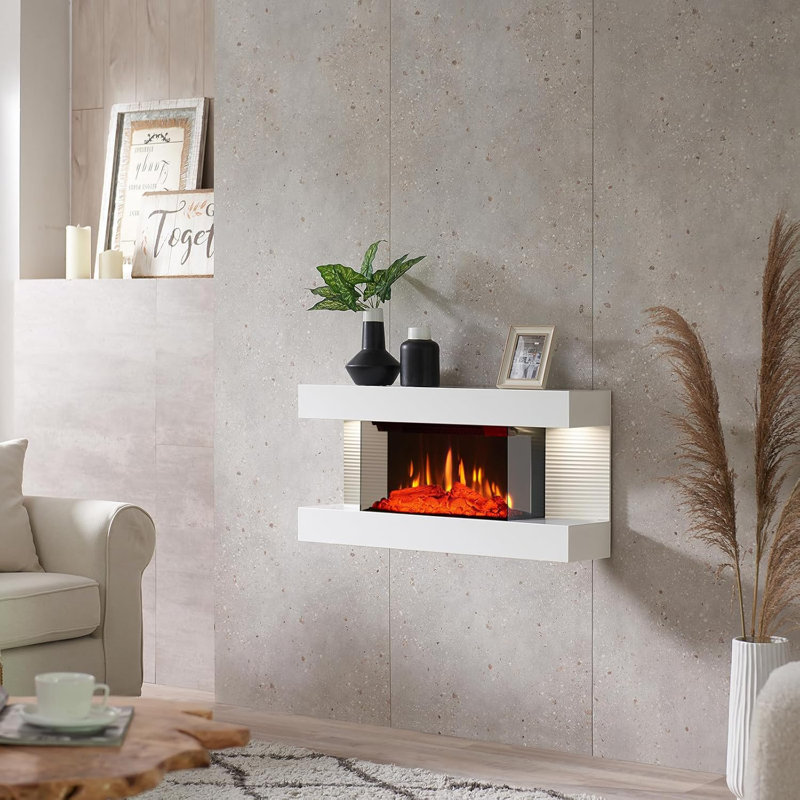 FLAMEKO Atacama Electric Fireplace, Crackling Sound Effects 2kW Heater, Remote, Suitable for Media Wall or Mantel Surround