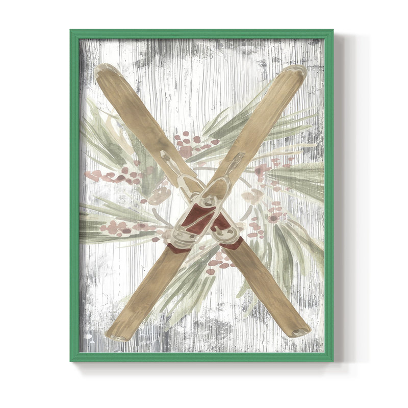 Pinecone Lodge Collection B, reproduction encadrée - bois massif, H 11 po x l 9 po, Vert