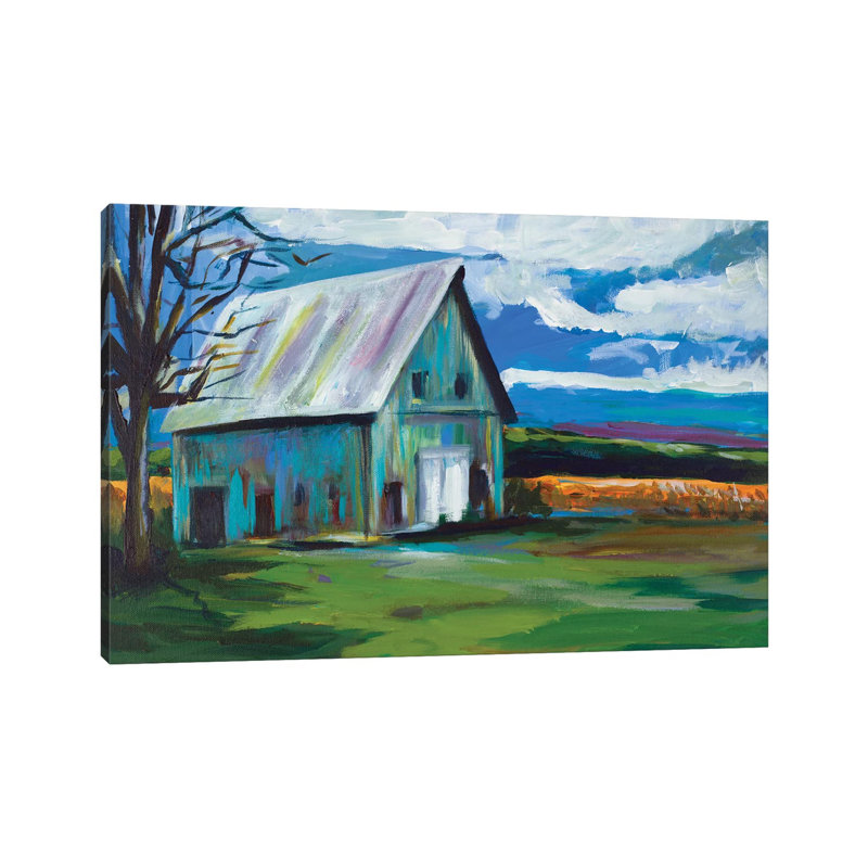Vieille grange par Andy Beauchamp - peinture sur toile tendue, H 12 po x l 18 po x 1,5 po