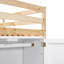 Lit mezzanine simple avec rangement intégré et 2 fenêtres, fabrication en bois de qualité, garde-robe naturel / blanc et fabrication joyeuse-195074684