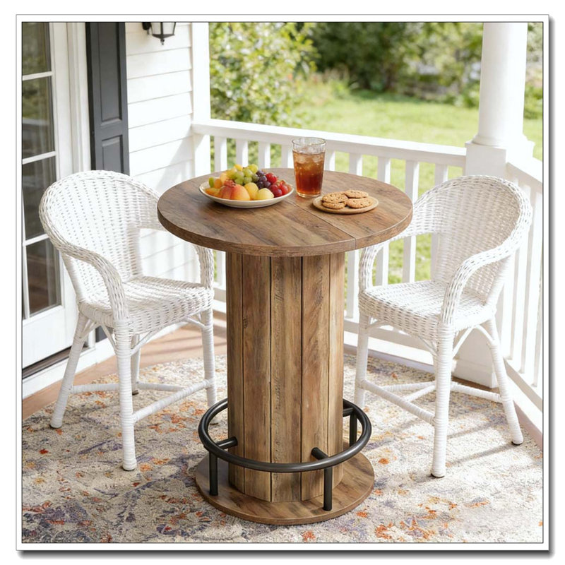 Table de bar, table basse ronde, Brun rustique