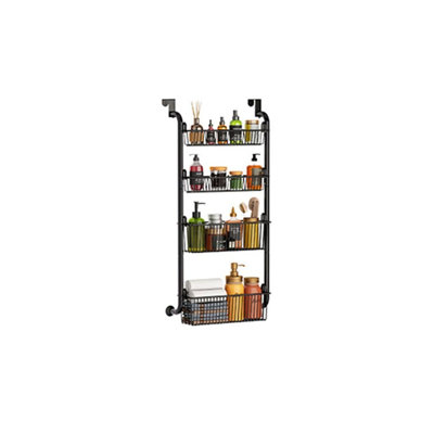 over the Door Pantry Organizer, Metal Hanging Spice Rack with Adjustable Basket, over Door Hanging Storage and Organization for Pantry Kitchen Storage
