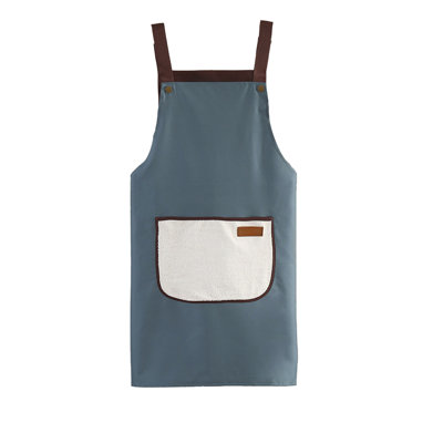 Wipeable Waterproof Oil Proof Unisex Apron, PVC Kitchen Apron For Cooking And Dining, 27.6x26.8in Blue