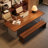 Light-walnut Rectangular Solid Wood + Acrylic Desk-109334436